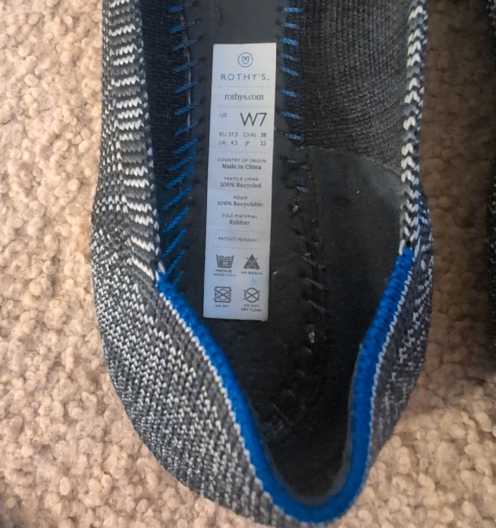 Rothy's Granite Heather Pointed-Toe Knit Flats Size 7 - Picture 6 of 11